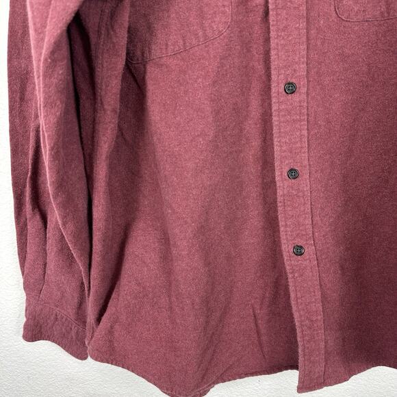Lands End Flannel Shirt Mens XL Solid Burgundy Chamois Cloth Brushed Outdoor - Picture 4 of 11
